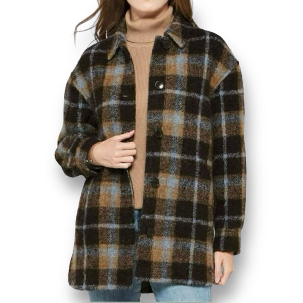 Madewell Women’s Belrose Oversized Plaid Shirt-Jacket in the Size Small